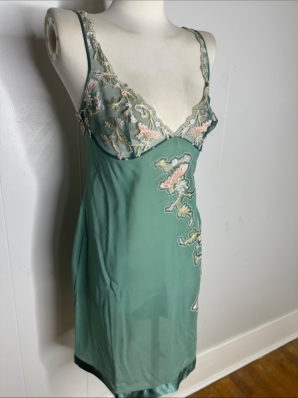 La Perla Silk Art Deco Look Nightgown And Robe Romantic Peignoir Set Size 2 - Picture 3 of 11